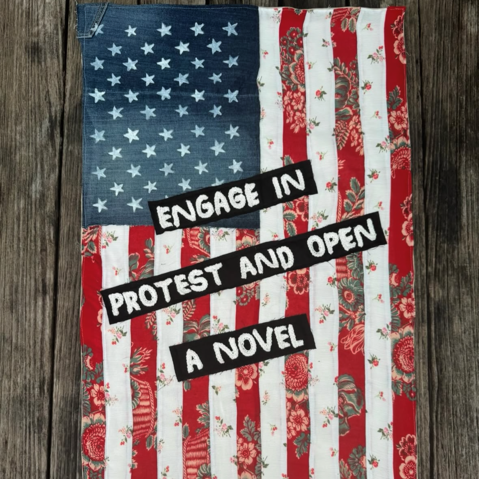 Fiber art combining themes of protest and literature