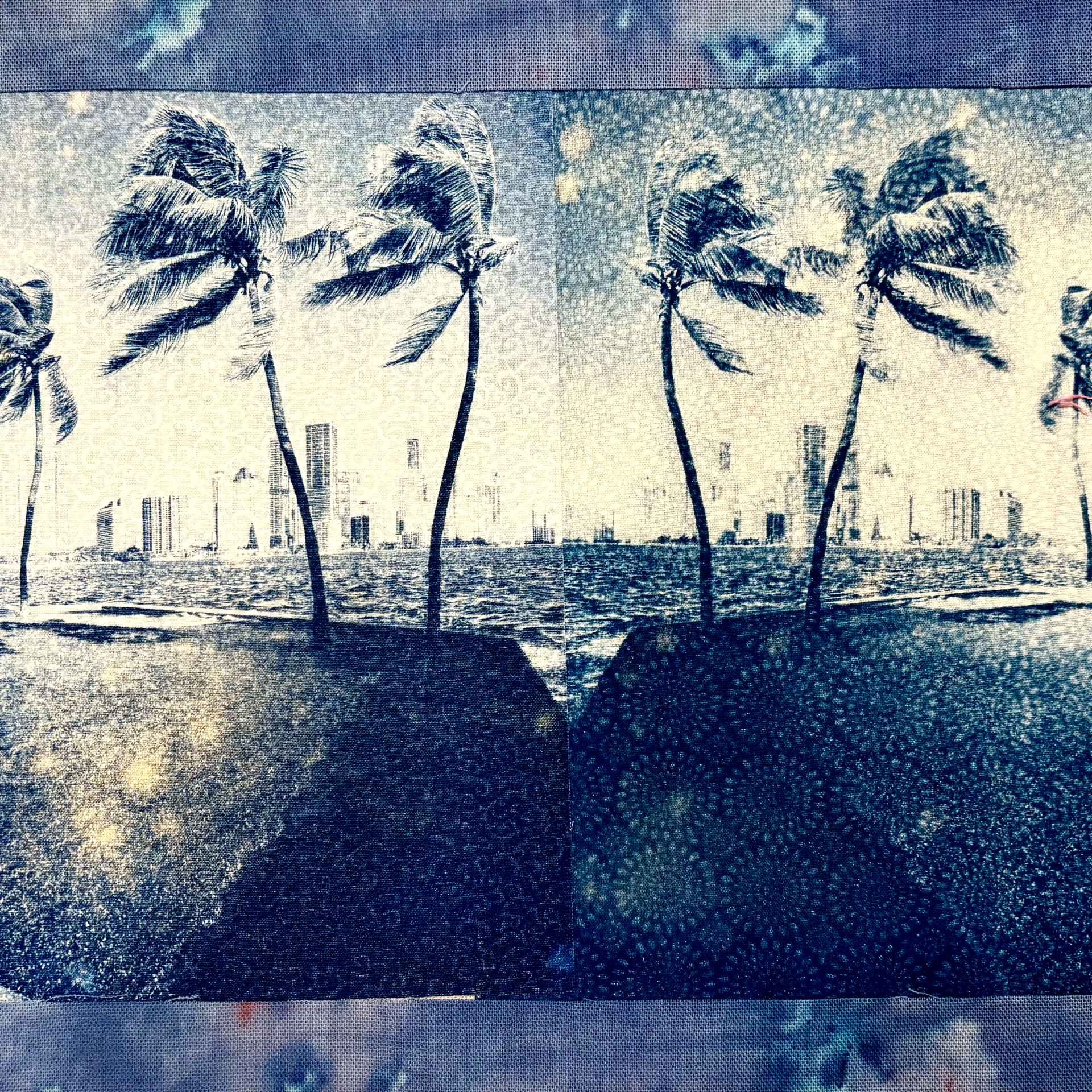 Second piece in hurricane series textile art