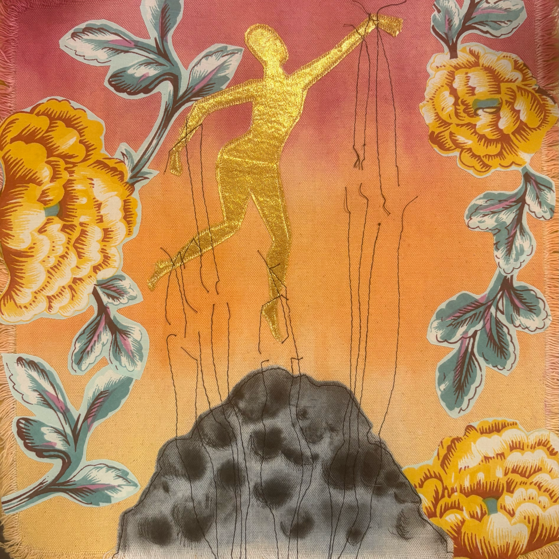 Fiber art piece titled untethered