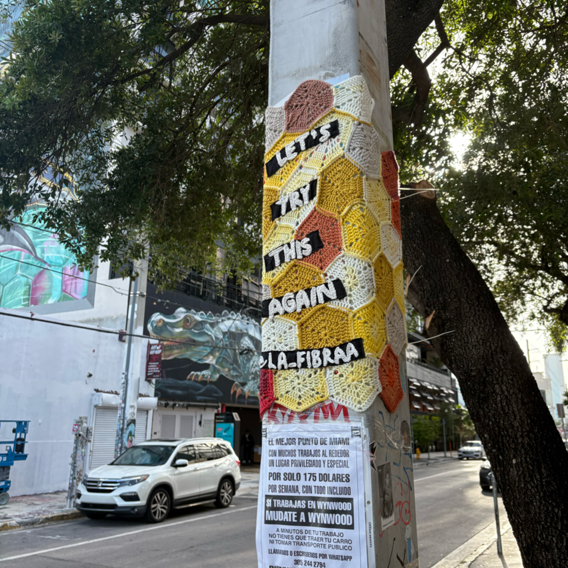 Street art installation with text lets try this again